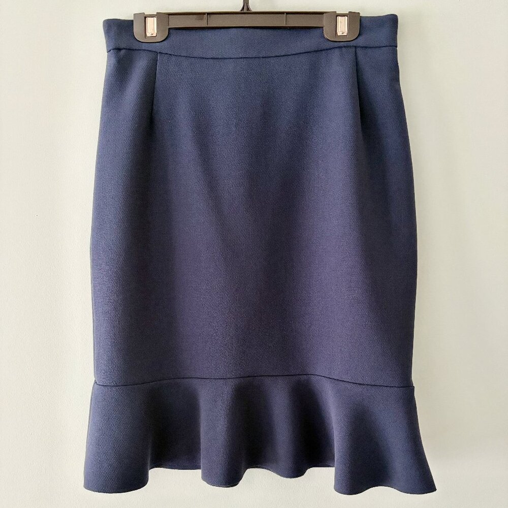 H&M Blue Knee-Length Pencil Skirt with Peplum - Size 8